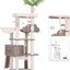Heybly Wood Cat Tree for Indoor Cats, Cat Condo for Large Cats with Self Groomer