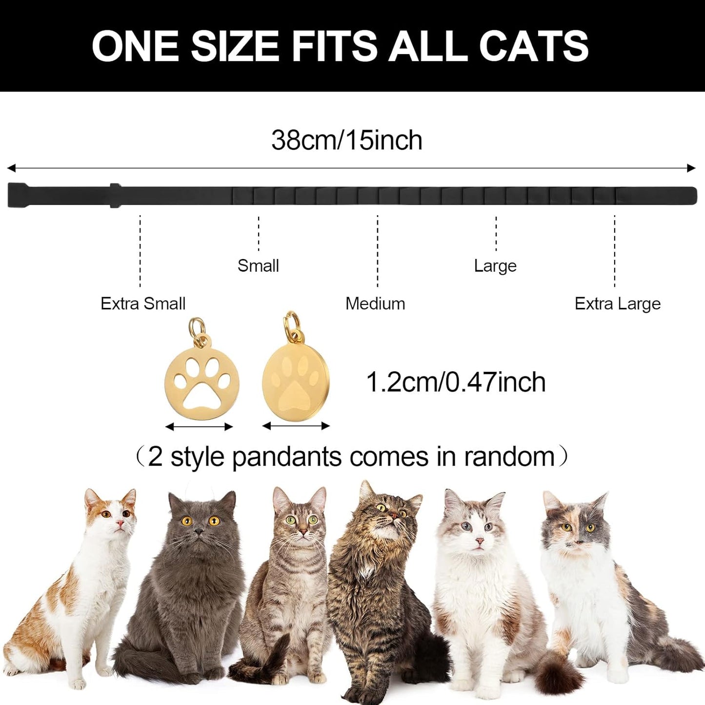 4 Pcs Cat Calming Collar Adjustable Lavender Scent Relaxing Cat Collar with 2 Pendant