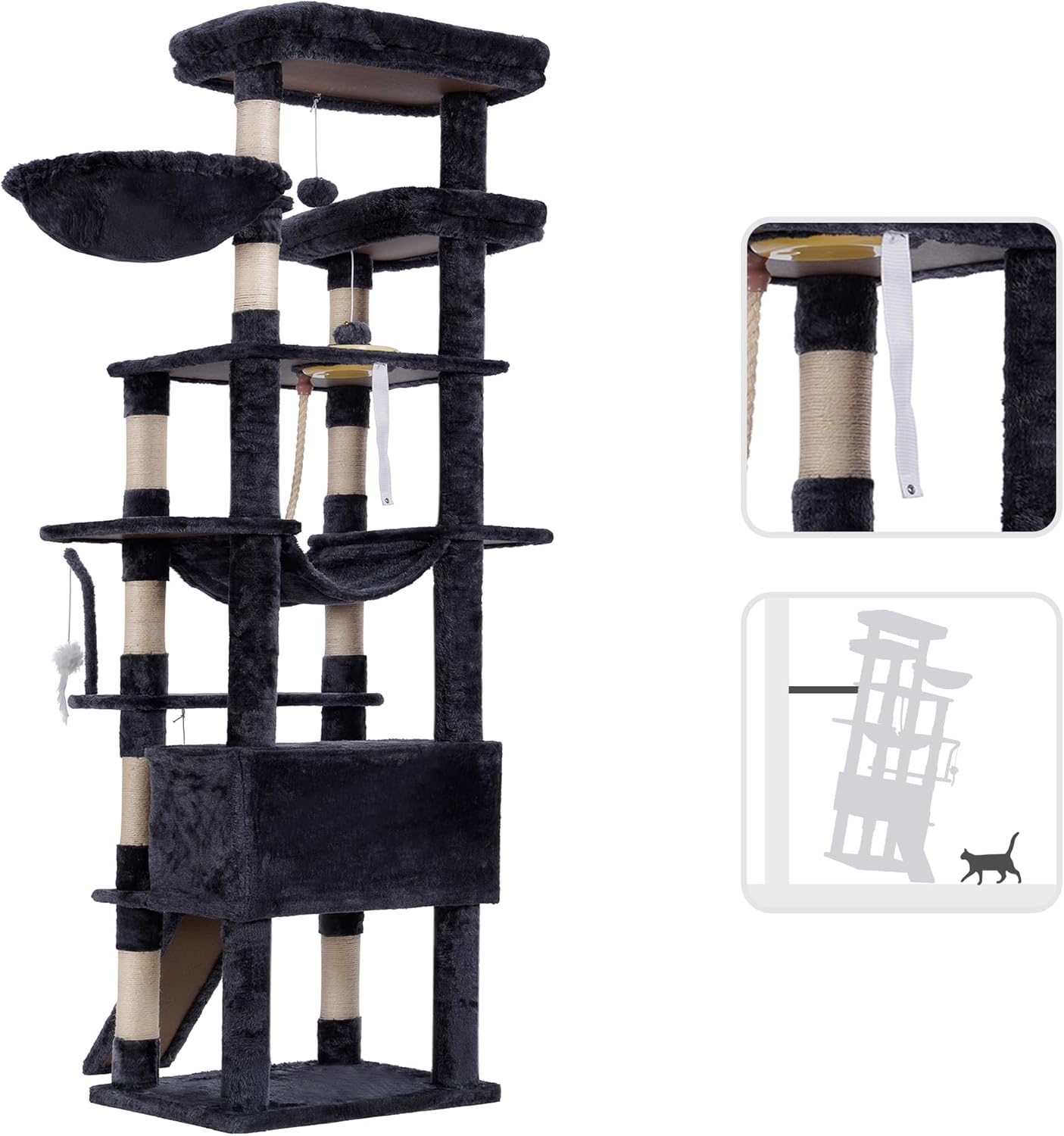 Heybly Tall Cat Tree,78 inch Multi-Level Cat Tower for Indoor Cats