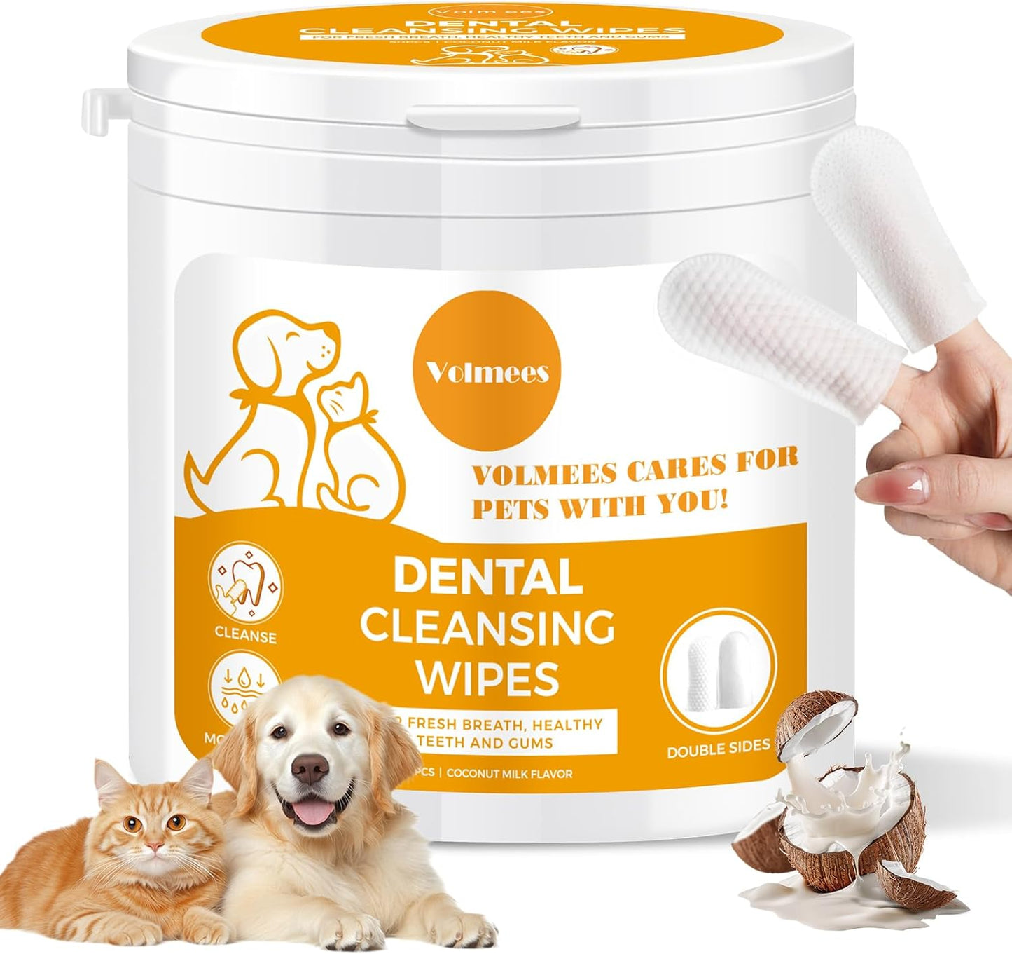 Pet Dental Finger Wipes for Dogs and Cats,50Pcs