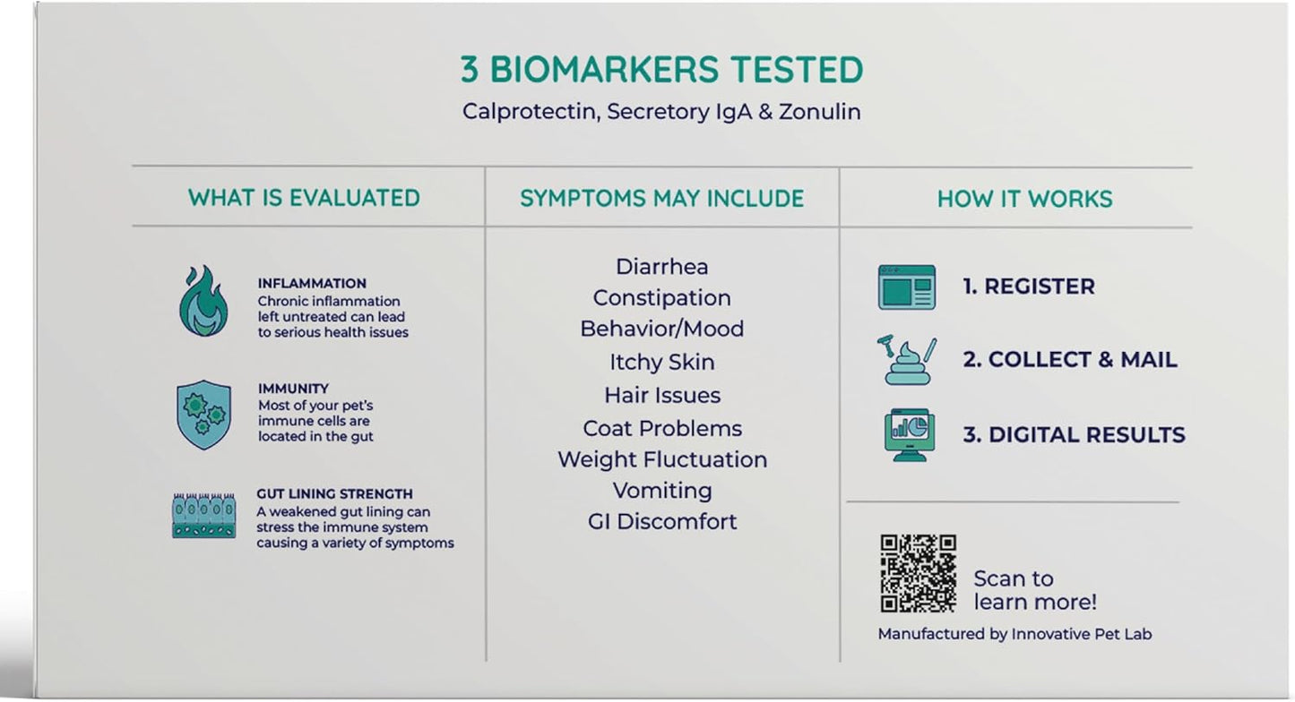 Basic Gut Test Kit – for Diarrhea, Itchy Skin, Mood Changes & Discomfort – Non-Invasive & Fast Results - Vet Trusted - Easy at-Home Stool Test - for Dogs & Cats