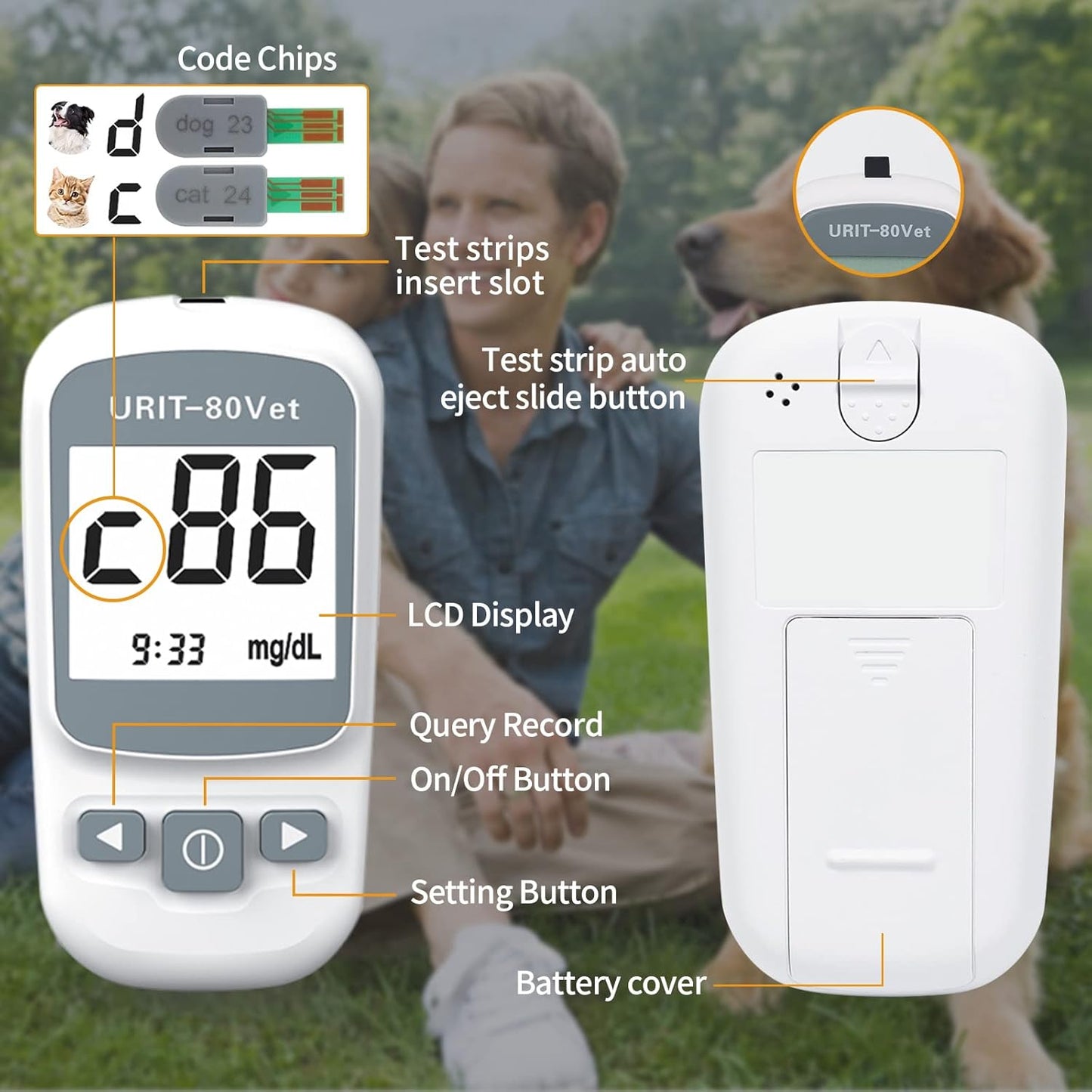 Pet Glucose Meter with 50 Test Strips, Dog/Cat Glucose Monitor Kit, Glucose Monitoring System for Dog/Cat Diabetes