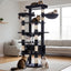 Heybly Tall Cat Tree, 78-inch Multi-Level Cat Tower for Indoor Cats, 2 Widened Plush Perches Cat Condo with Scratching Board and Big Caves, Smoky Gray