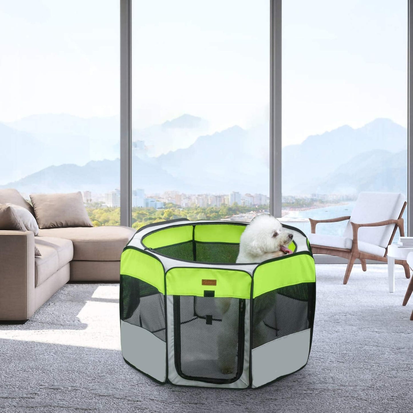Dog Playpen, Portable Pet Play Pen for Cat, Puppies, Rabbits, Chickens, Foldable Large-Capacity