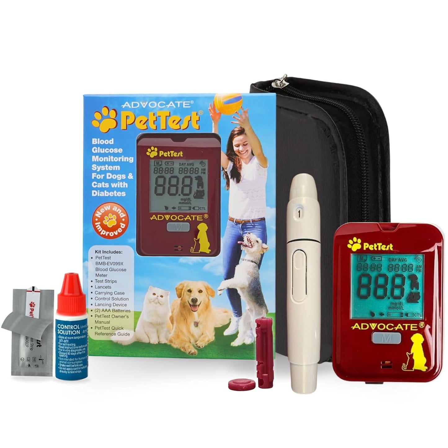 PetTest Expert Glucose Monitoring Kit for Dogs & Cats, Diabetic Pet Blood Sugar Check Gear,25 TEST STRIPS