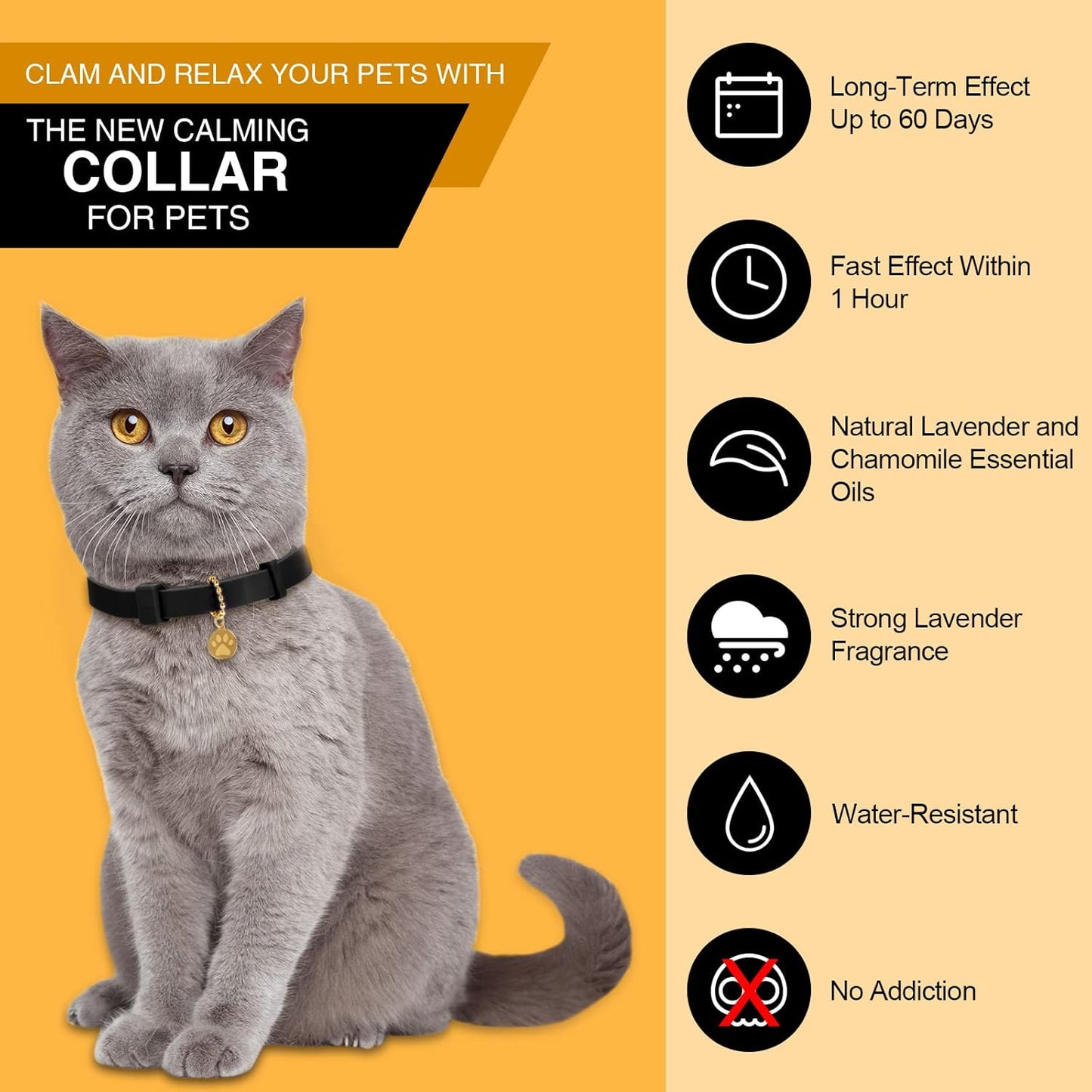 4 Pcs Cat Calming Collar Adjustable Lavender Scent Relaxing Cat Collar with 2 Pendant