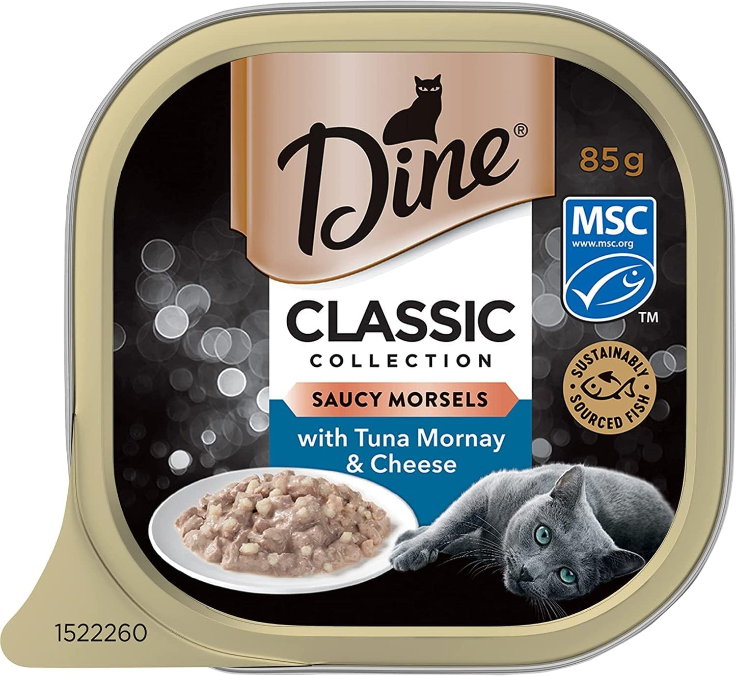DINE Classic Collection Saucy Morsels with Tuna Mornay and Cheese, Wet Cat Food, 85g (Pack of 42)