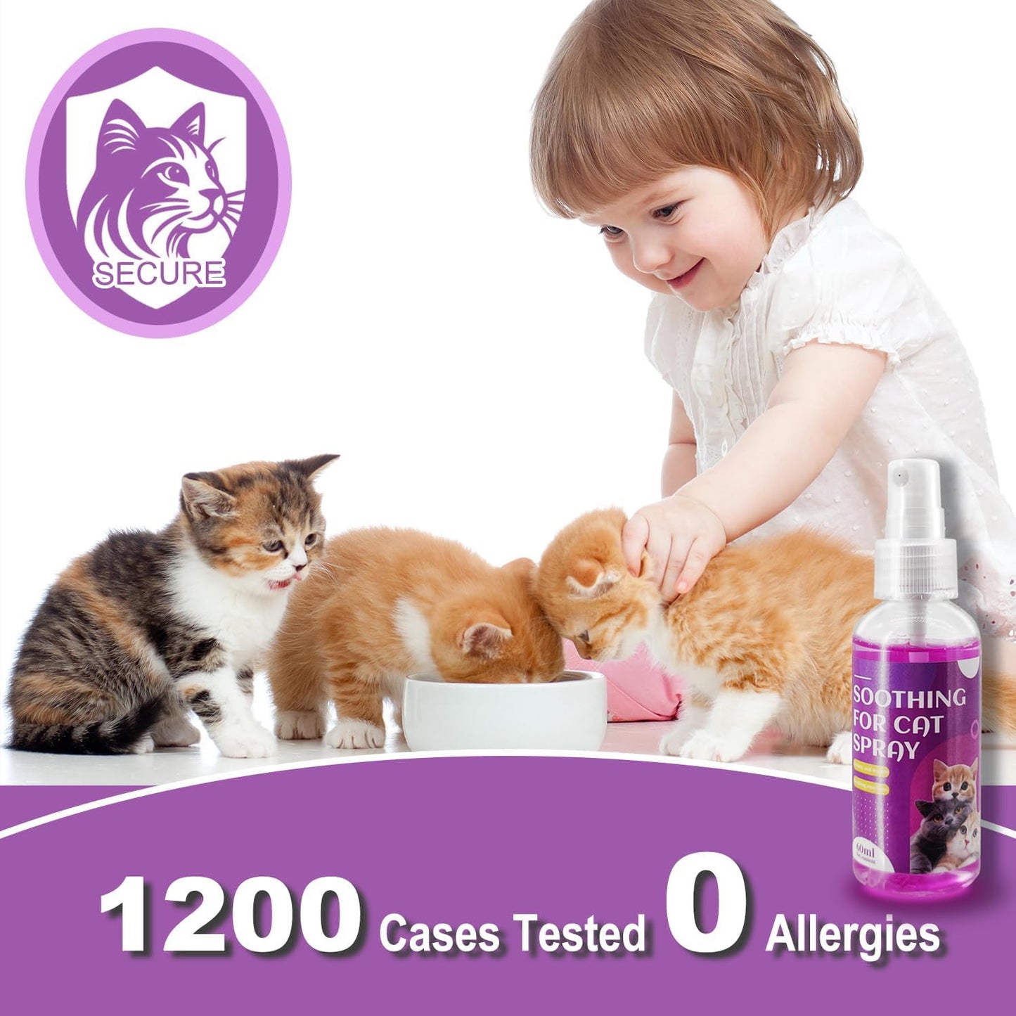 Cat Calming Spray, Natural Calming Solution for Cats Cat Pheromone Calming Spray, Reduce Stress, Anxiety, Scratching, Hiding. Protect Furniture and Floors, Suit For Home, Travel, Vet Visits, 4 PACKS