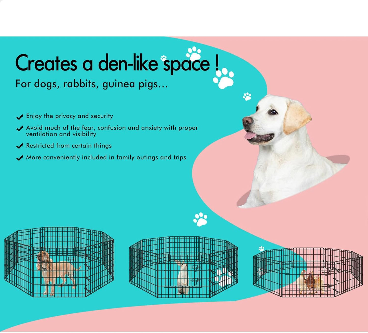 Beastie 30" Foldable Pet Dog Metal Playpen