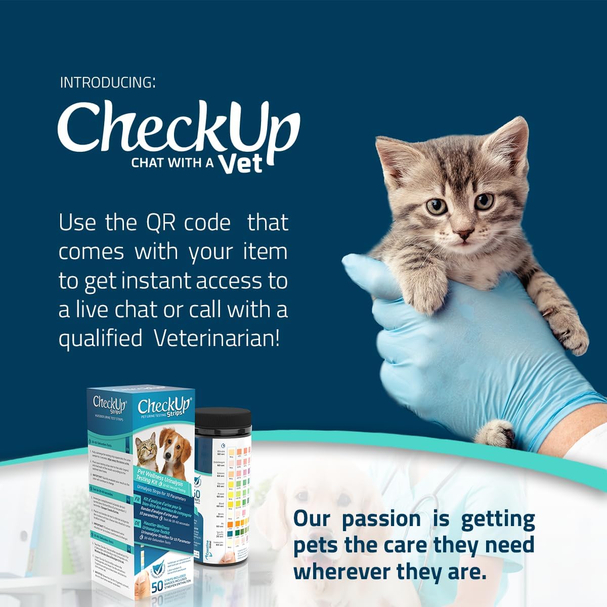 CheckUp Testing Strips x 50 (10 Parameters Urine Test Strips for Cats & Dogs)