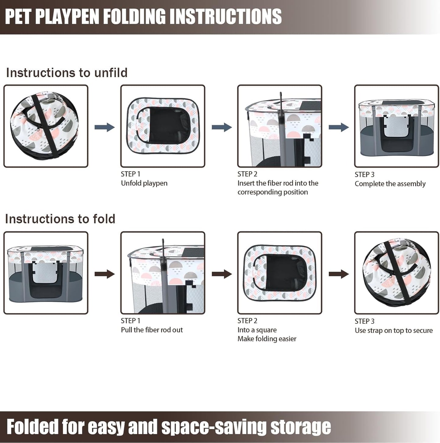 Portable Pet Playpen,Dog Play Pen Indoors,Foldable Dog Cat Tent with Carry Bag for Puppy Kittens(Small)