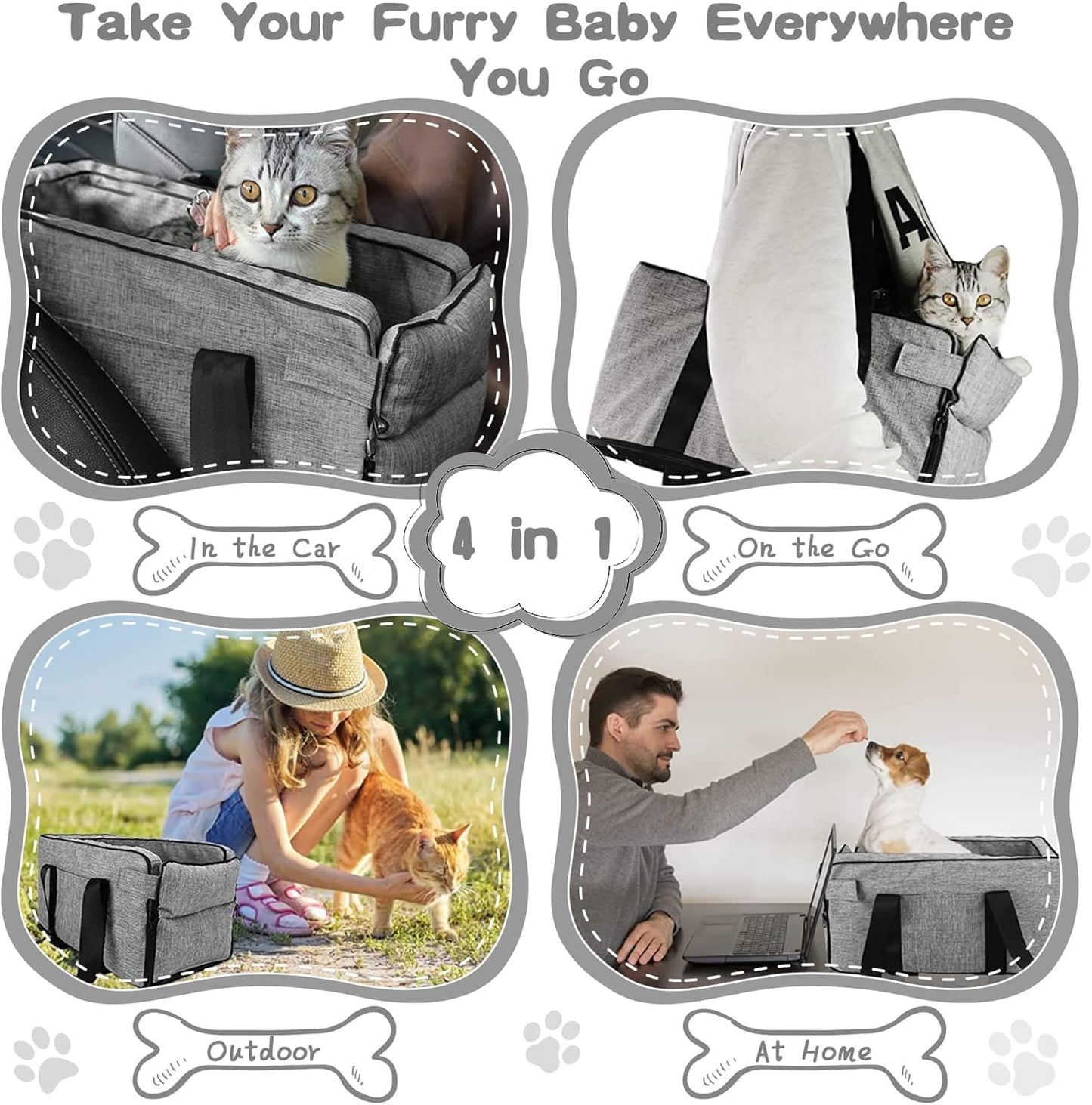 Anfower Center Console Dog Car Seat, Dog Car Seats for Small Dogs 0-15lbs