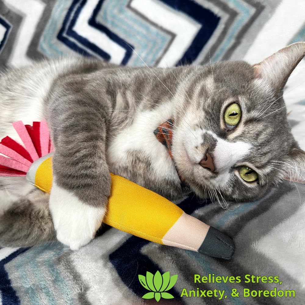 Pencil Kicker Catnip Toy w/ Long Shape & Bite Resistant Plush for Cat