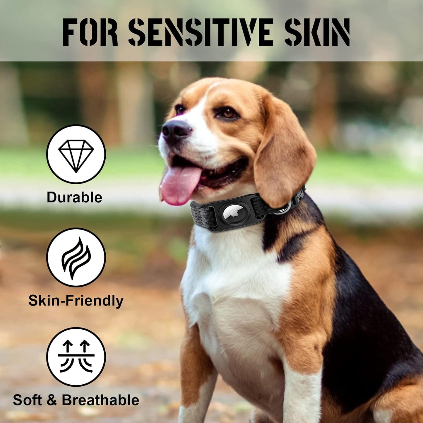 Waterproof Airtag Dog Collar, Padded Apple Air Tag Dog Collar, Heavy Duty Dog Collar with AirTag Holder [Full Body Covered] L