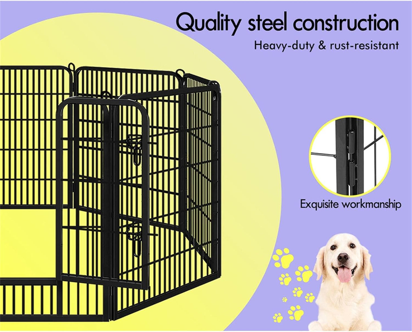 Beastie 40" Foldable Pet Dog Metal Playpen Enhanced, Universal Portable Pet Exercise Cage