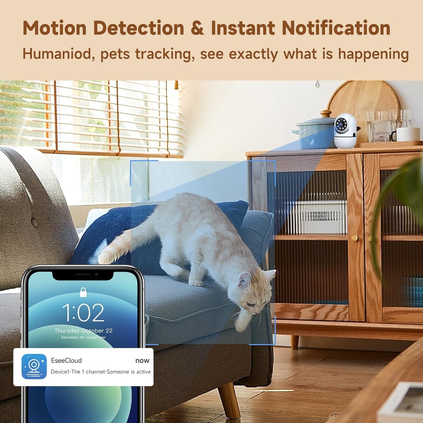1080P Indoor Camera Wireless for Home Security, 5G&2.4G WiFi Baby/Dog/Pet Camera with Phone APP with Alexa