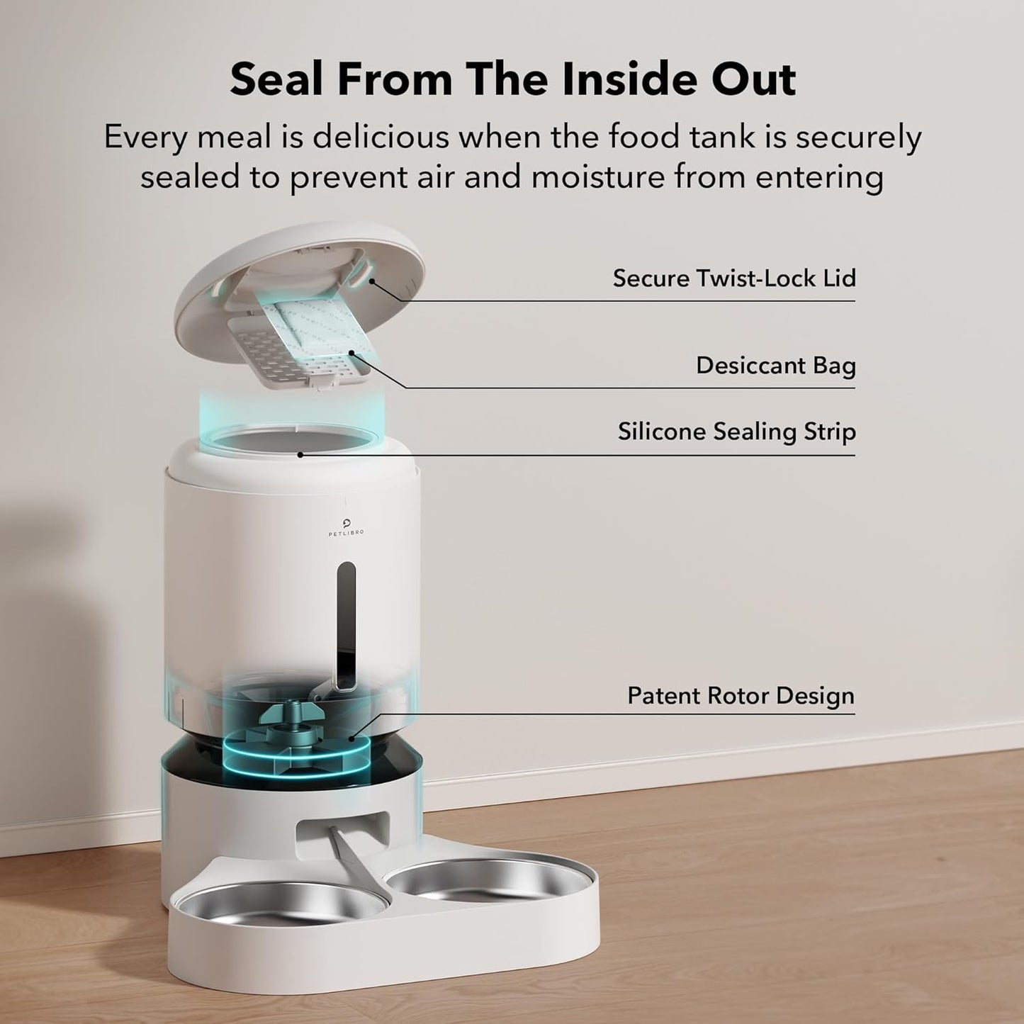 PETLIBRO Automatic Cat Feeder, WiFi Pet Feeder for 2 Cats or Dogs with APP Control, 5L