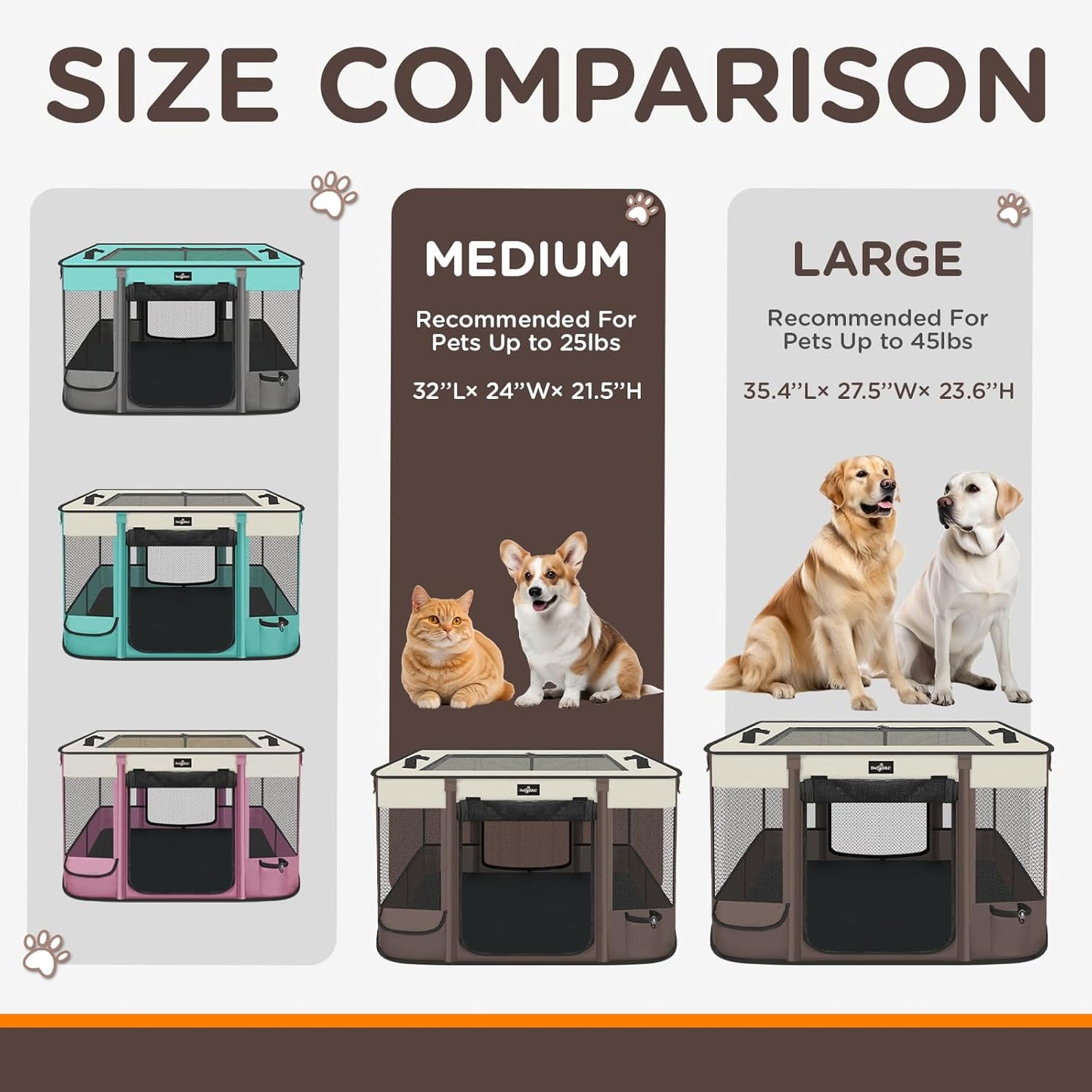 Foldable Pet Kitten Playpen, Upgrade Waterproof Portable Cat Dog Playpen Kennel Tent for Small Dog Cat