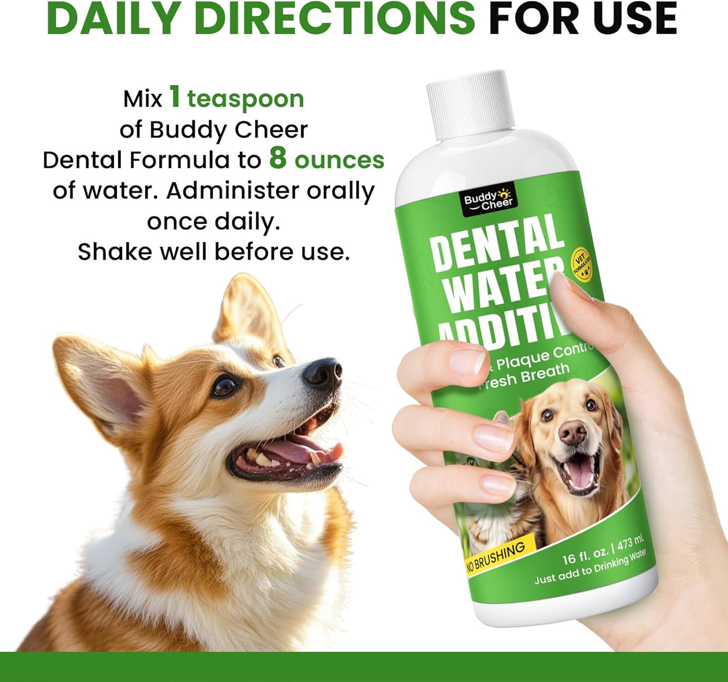 Dog Breath Freshener – Enzymatic Dog Dental Water Additive for Teeth Claning,16oz