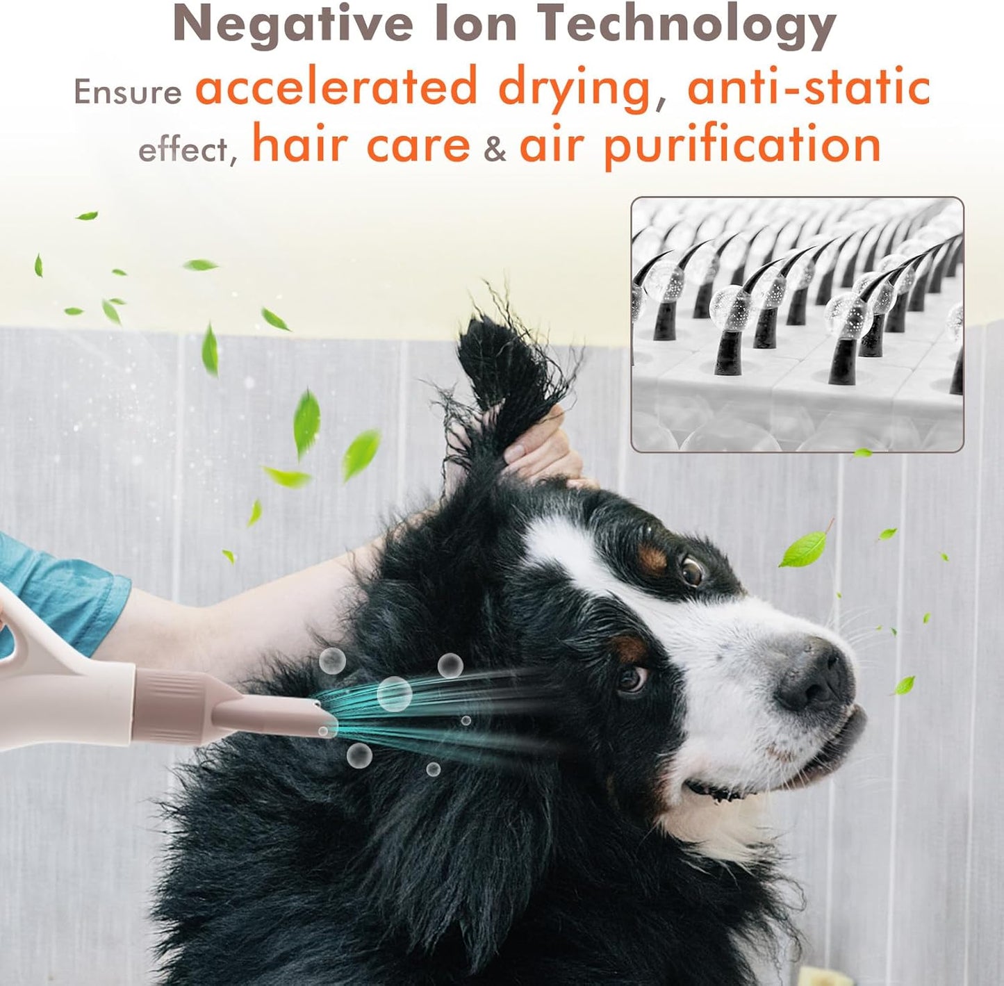 Costway Dog Dryer, Dog Cat Hair Blower with Negative Ion Function, Adjustable Temperature & Airflow