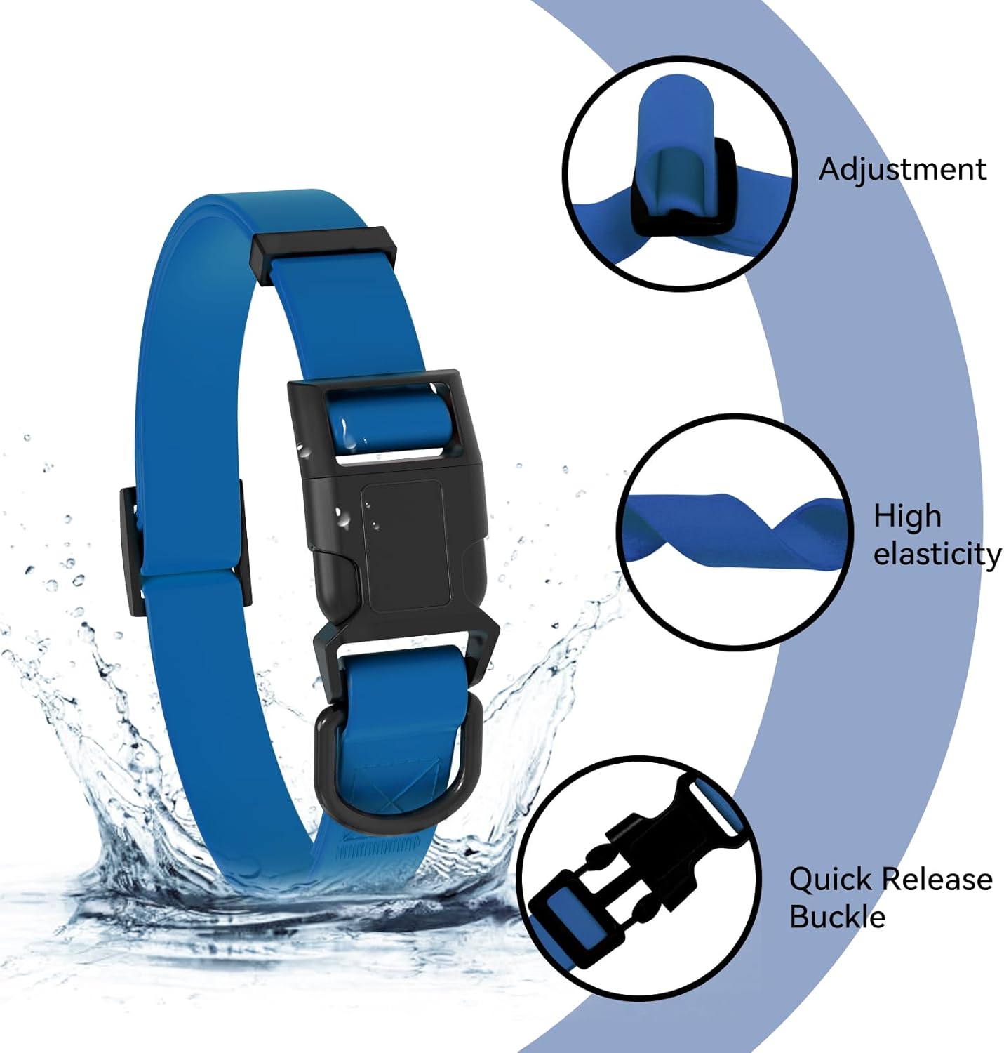 Waterproof Dog Collar, Easy Clean Rubber Quick Release Collar, Fits Small, Medium or Large Dogs