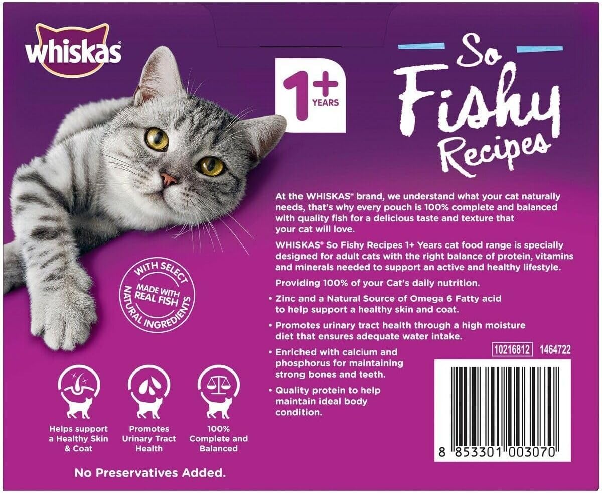 Whiskas So Fishy Ocean Platter in Jelly Adult Cat Wet Food 85g (Pack of 12)