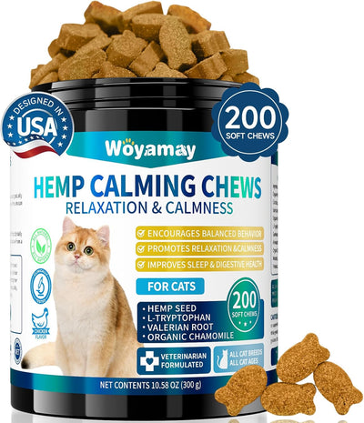 Cat Calming Chews, 200 Treats Calming Treats for Cats for Anxiety & Stress Relief