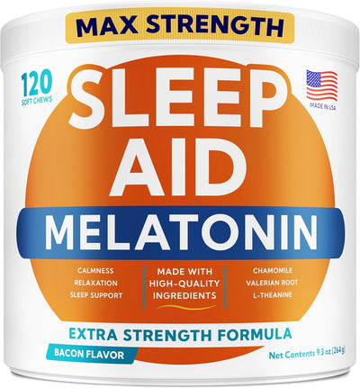 Melatonin for Dogs to Sleep 6mg - Doggie Sleep Aid Treats - Sleeping Pills for Anxiety- Made in USA - 120Ct