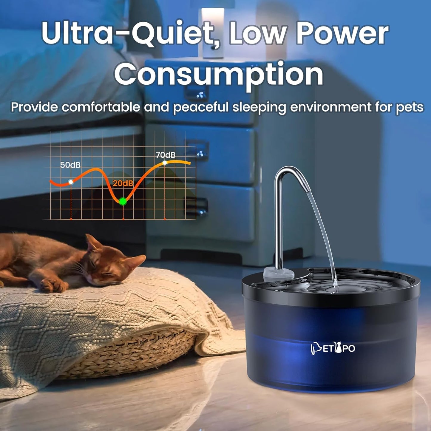 Cat Water Fountain, 3L/100oz Pet Water Fountain for Cats Indoor, BPA-Free (Black, Plastic)