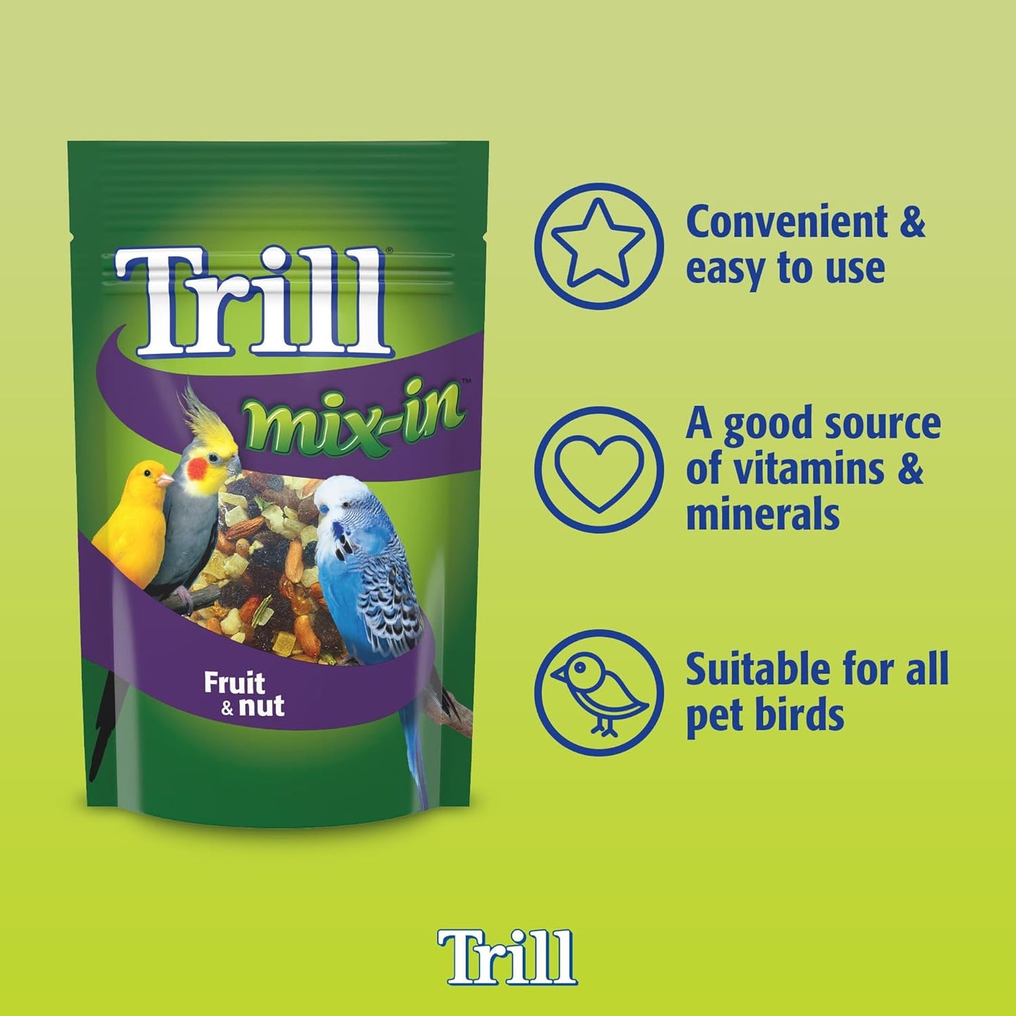 Trill Mix-In Fruit & Nut, 475g – Blend with Bird Food for Extra Nutrition