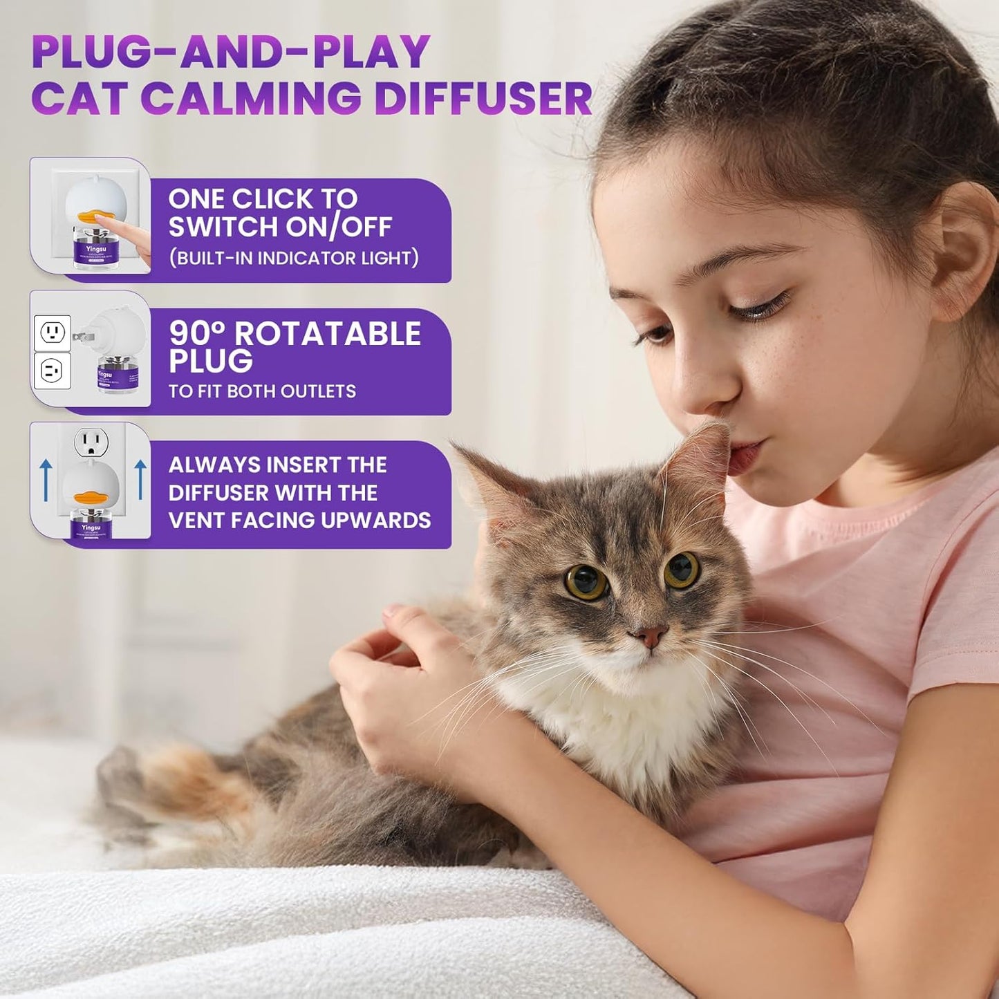 Cat Calming Diffuser, Effective Therapet MD Cat Diffuser, Relaxing Cat Calming, 2 Diffusers 2 Refills