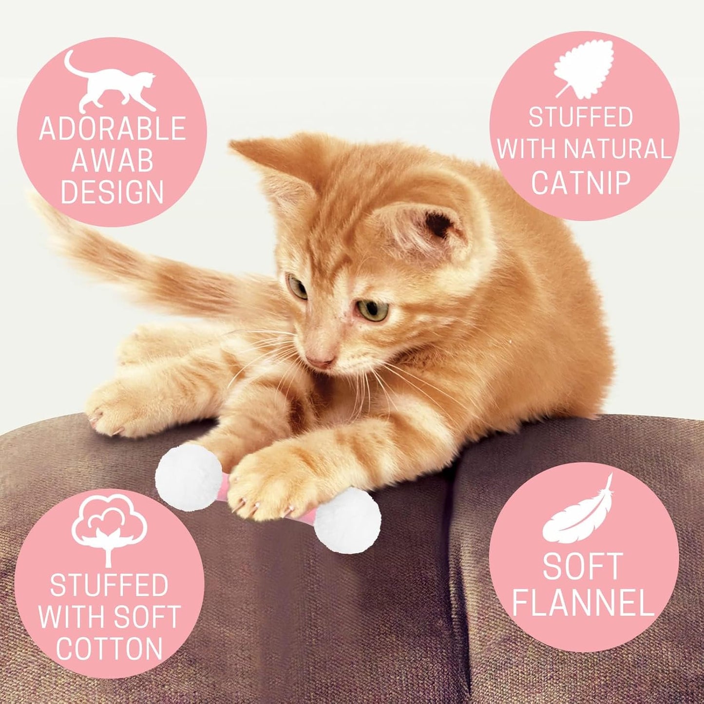CiyvoLyeen Swabs Catnip Toys Set of 6 Soft Plush Kicker Toys
