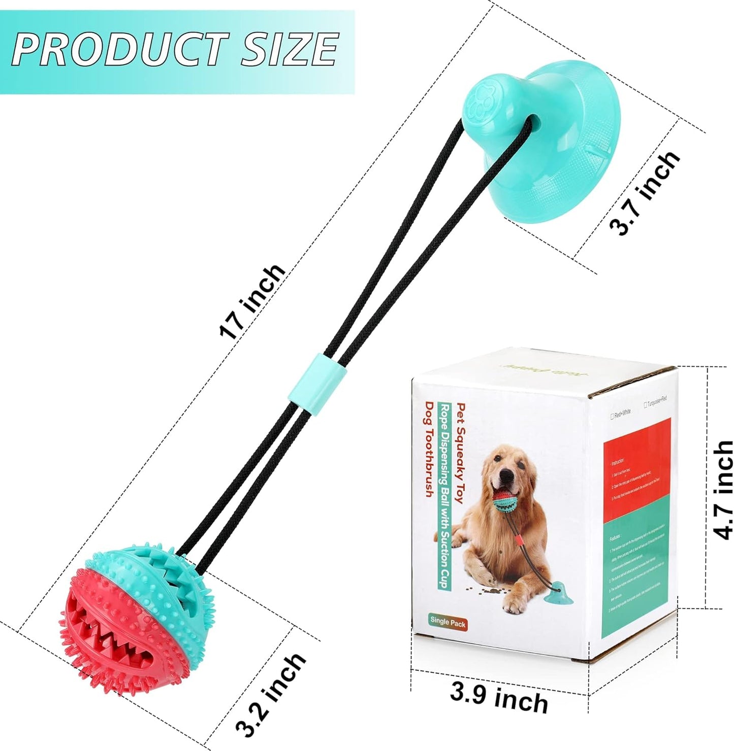 Interactive Dog Toys Tug of War, Mentally Stimulating Toys for Dog, Puppy Teething Puzzle Treat Food Dispensing Ball Toy for Small Medium dog