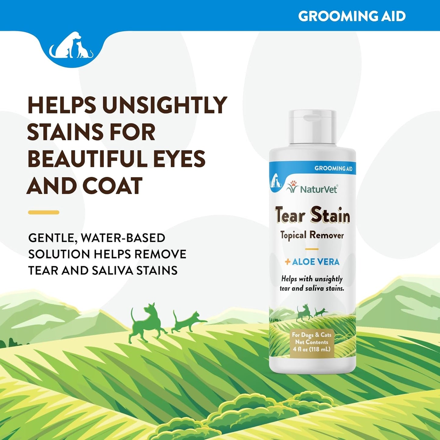NaturVet Tearstain Remover Topical, 120 ml