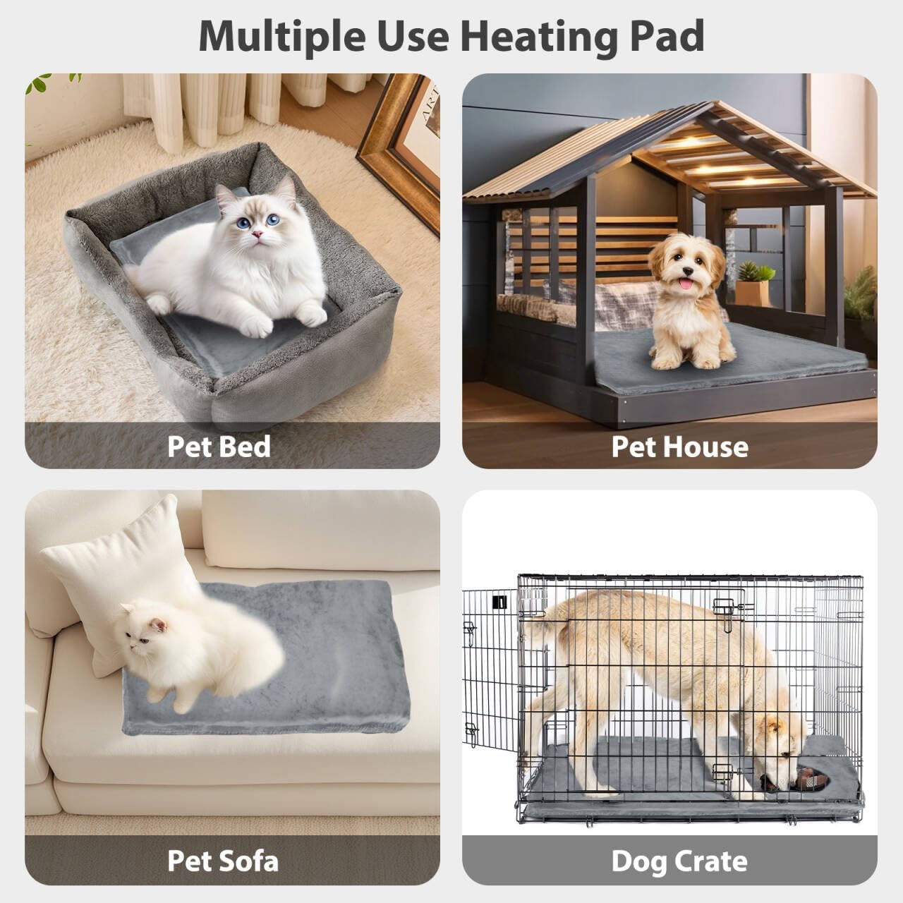 Pet Heating Pad 70x45cm,Anti-Bite Waterproof Heated Dog Blanket with Adjustable Timer and Temp Controlle