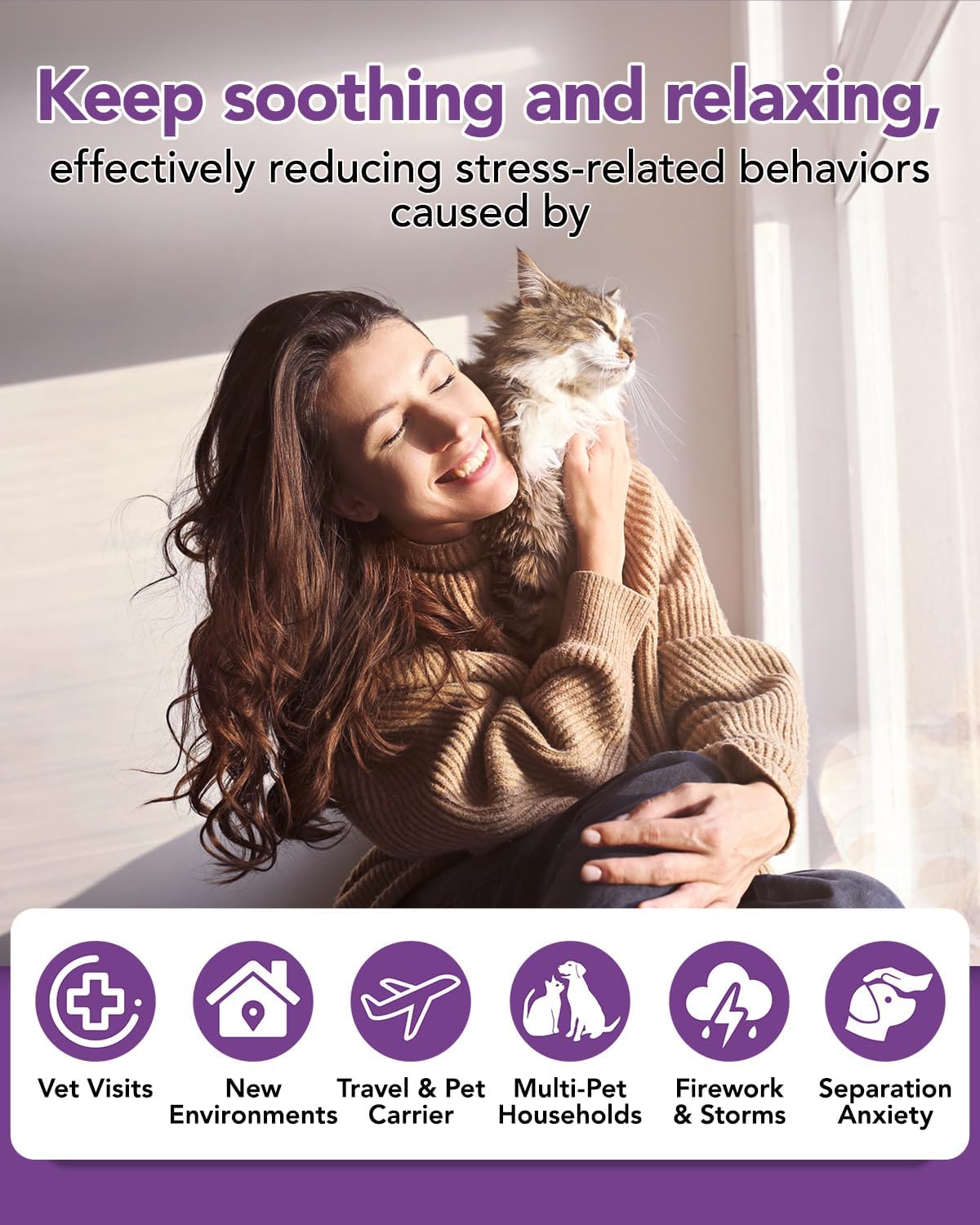 Calming Collar for Cats -4 Pack Soother Cats Calming Collars Anxiety Relief