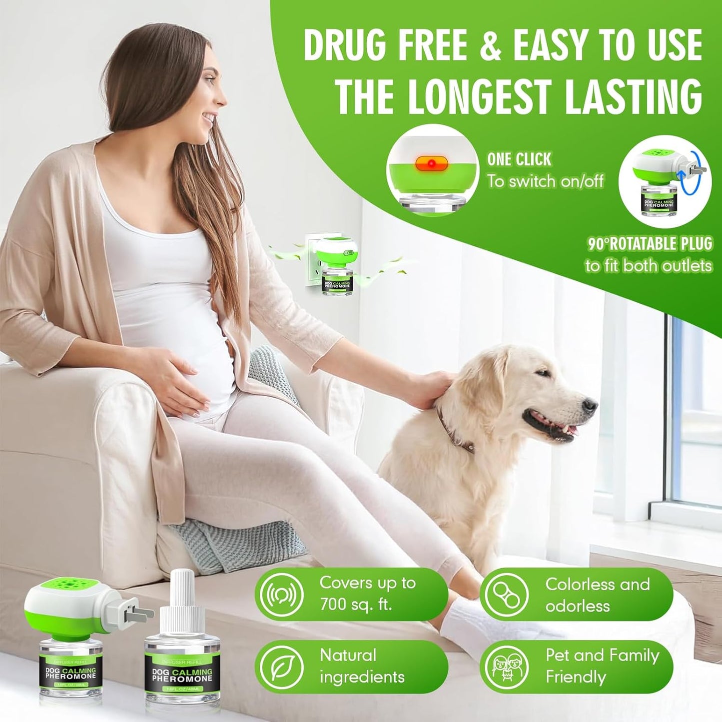 Dog Pheromone Calming Diffuser–100% Natural Anxiety Relief for Dogs