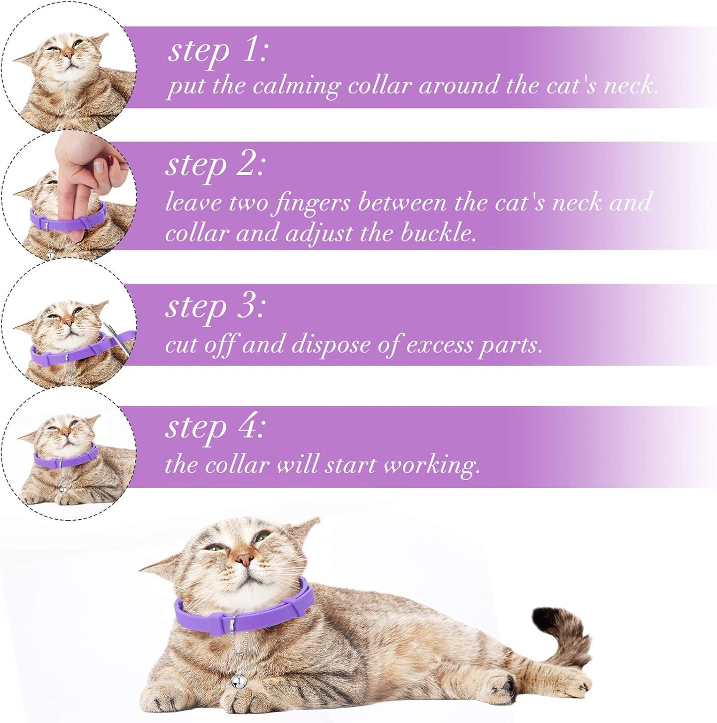 4 Pieces Cat Calming Collars Adjustable Cat Pheromones Calming Collars with 4 Bells
