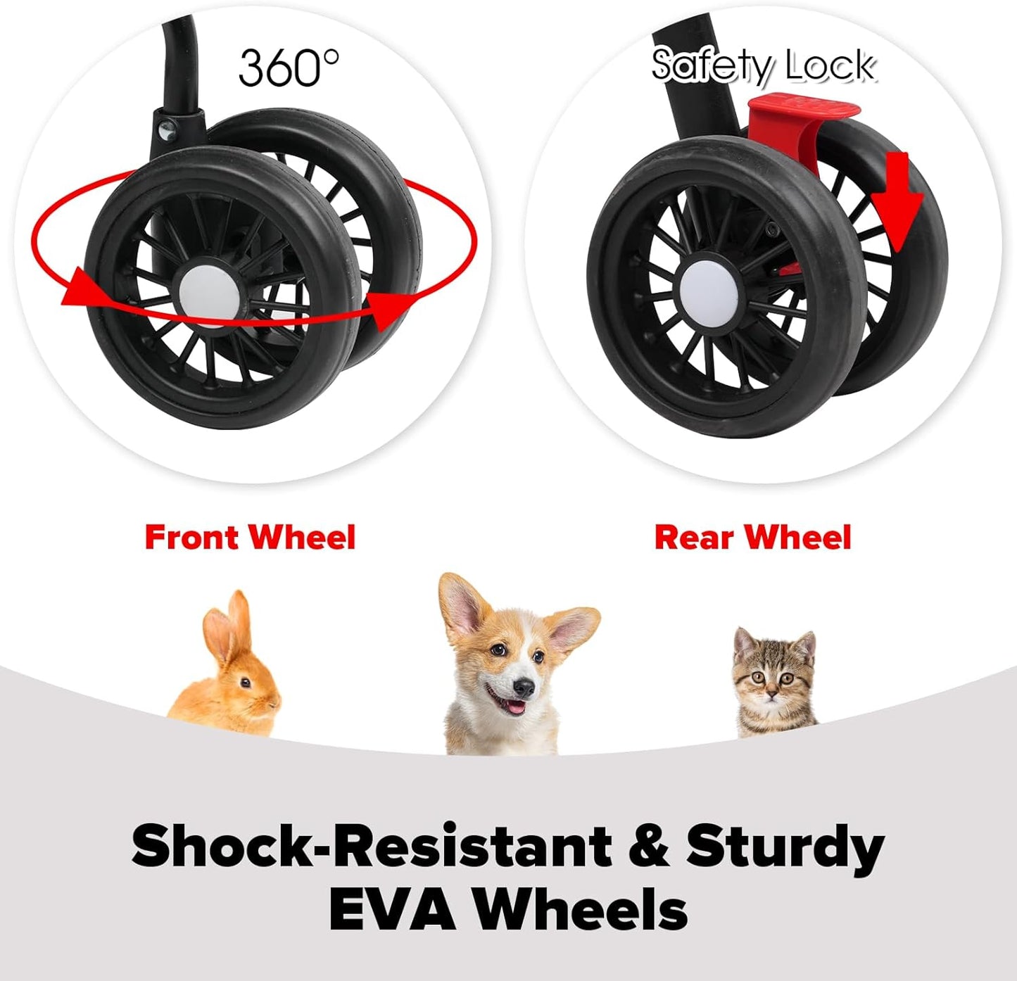 Advwin 4 Wheels Pet Stroller Dog Cat Cage Stroller for Medium Small Travel Folding Carrier