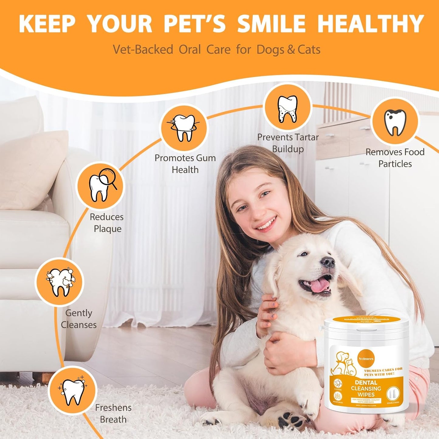 Pet Dental Finger Wipes for Dogs and Cats,50Pcs