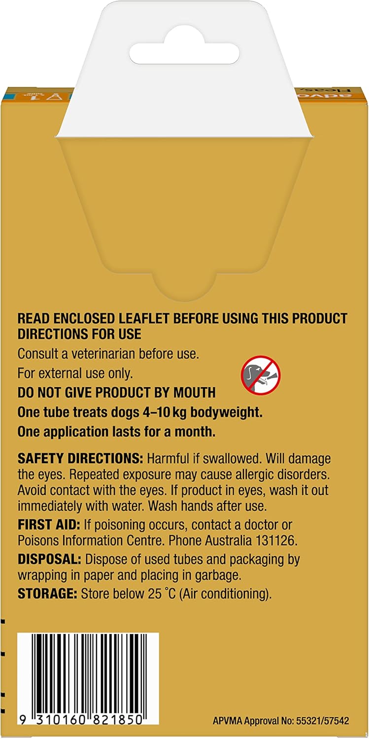 Advocate Dog, Monthly Spot-On Protection from Fleas, Heartworm and Worms, Single Pack Flea Treatment for Medium Dogs 4-10 kg, 1 Pack