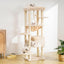 Heybly HCT050M Beige Cat Scratching Post with Blankets for Large Cat Scratching Post Large Platforms Cave 50 x 50 x 153cm
