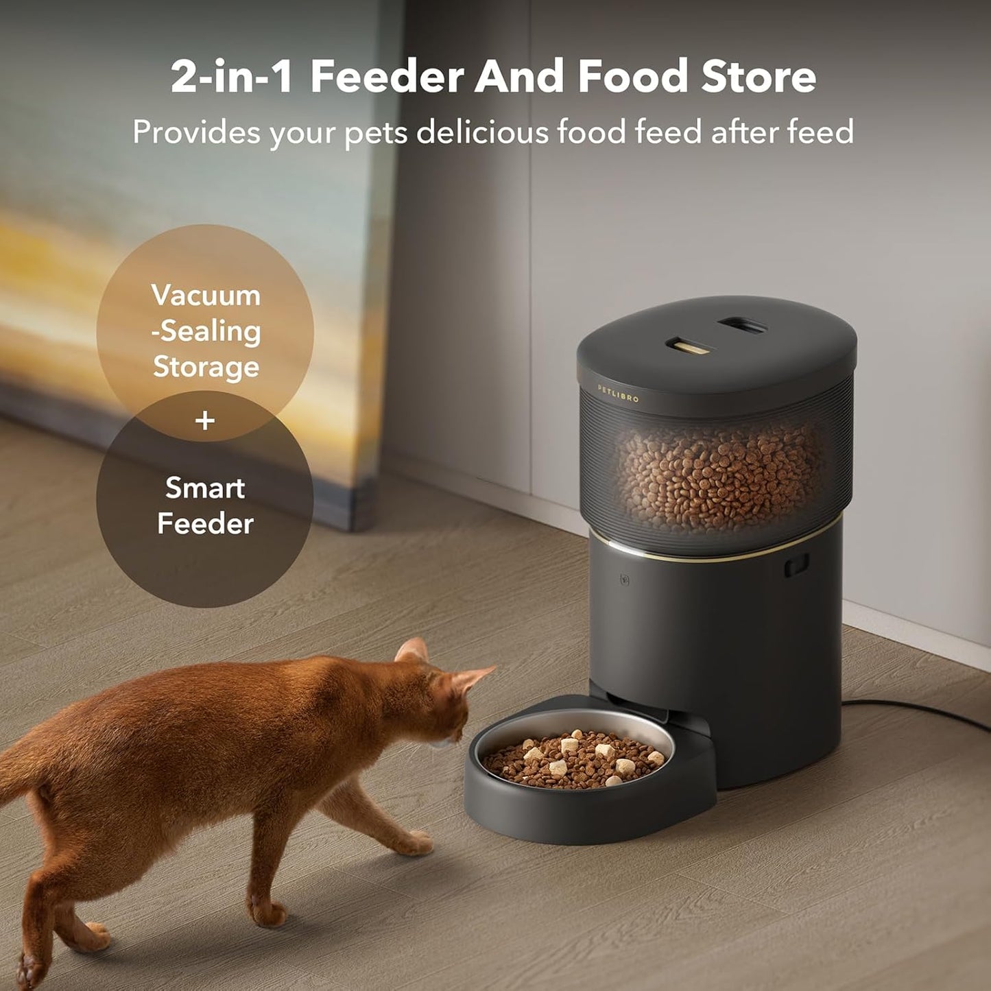 PETLIBRO Automatic Cat Feeders, 5G WiFi Pet Feeder with Vacuum Food Storage for Pet Dry Food, Low Food & Blockage Sensor, 1-10 Meals Per Day, Up to 10s Meal Call for Dog & Cat