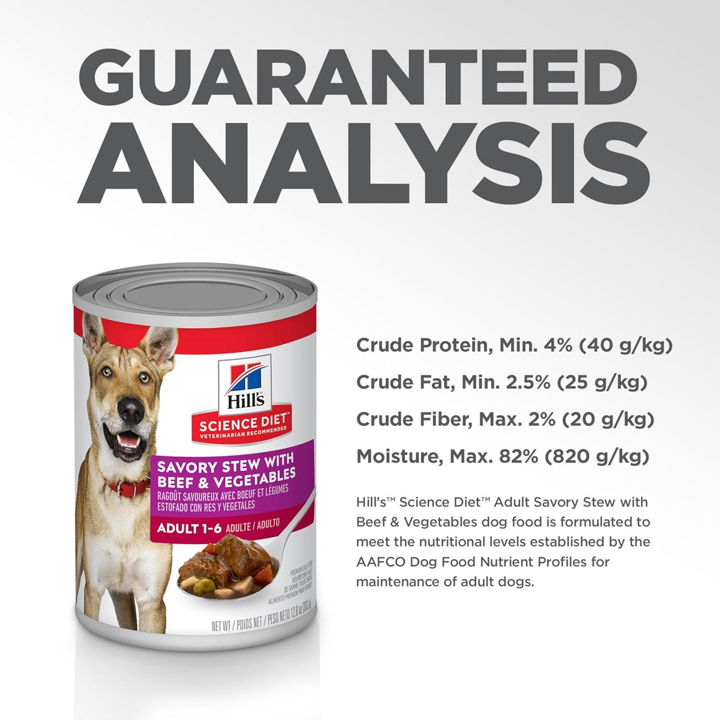 Hill's Science Diet Adult Wet Dog Food, Savory Stew with Beef and Vegetables, 363g, 12 Pack, Canned Dog Food