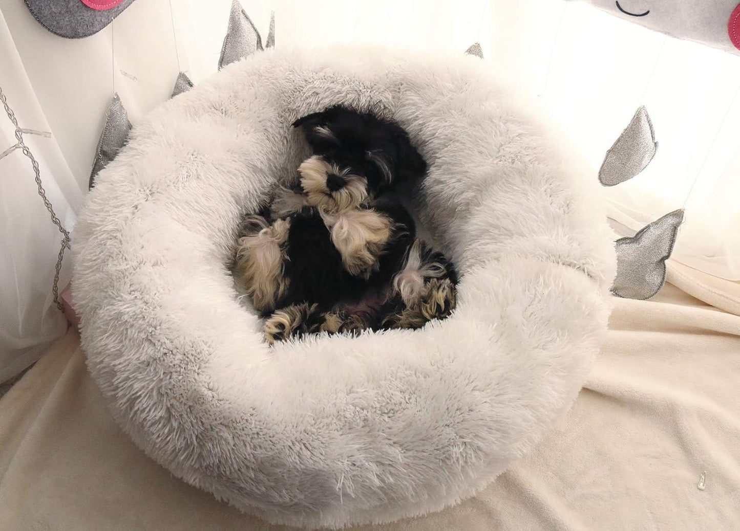 Anti Anxiety Round Fluffy Plush Faux Fur Warm Washable Dog Bed & Cat Bed, Original Bed for Small Medium Large Pets,Used to Relieve Joints and Improve Sleep