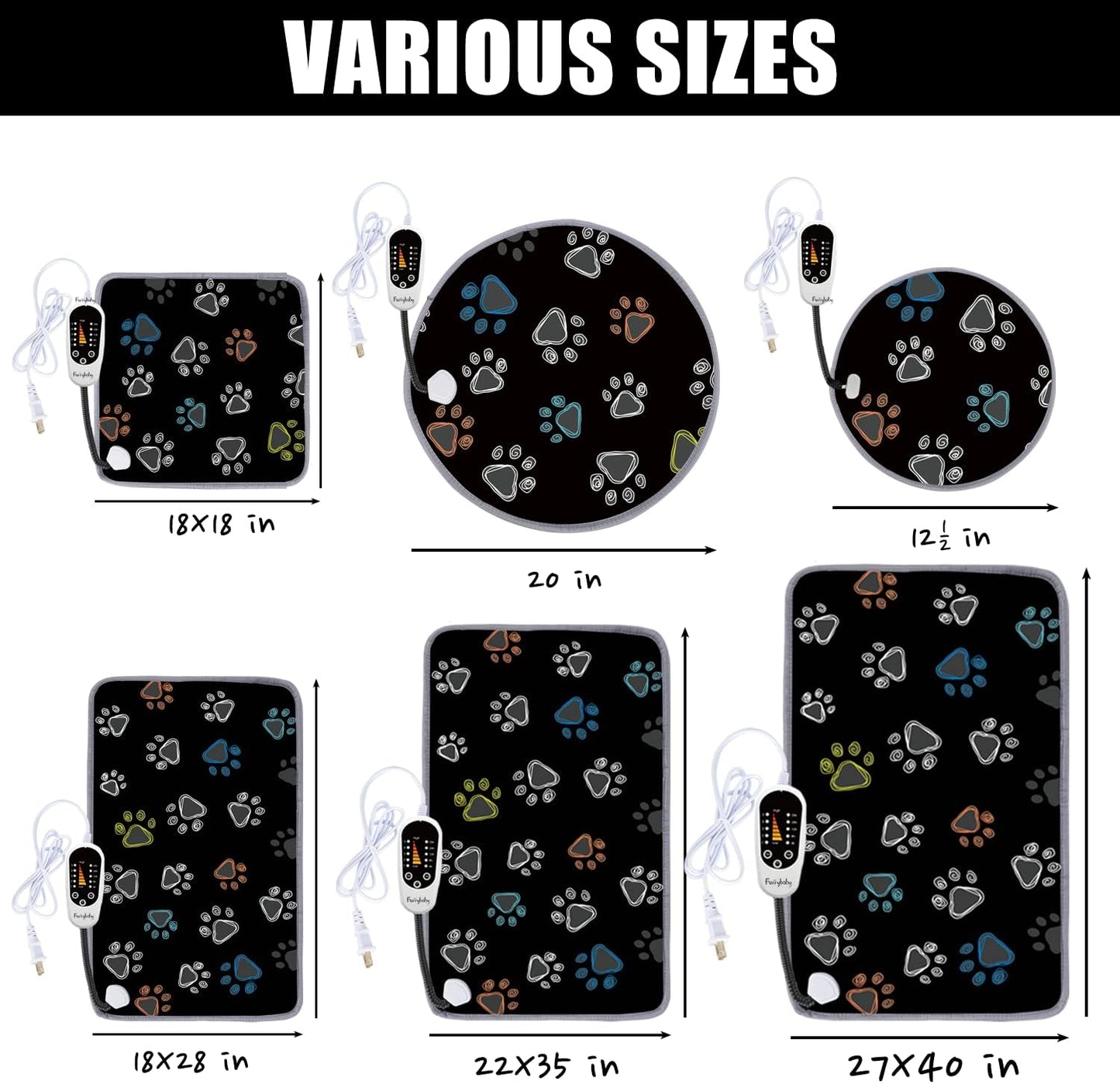 Pet Heating Pad, Waterproof Heating Mat for Dogs with 5-Level Timer and Temperature, Heating Pad for Pets Including（102 X 69 CM）