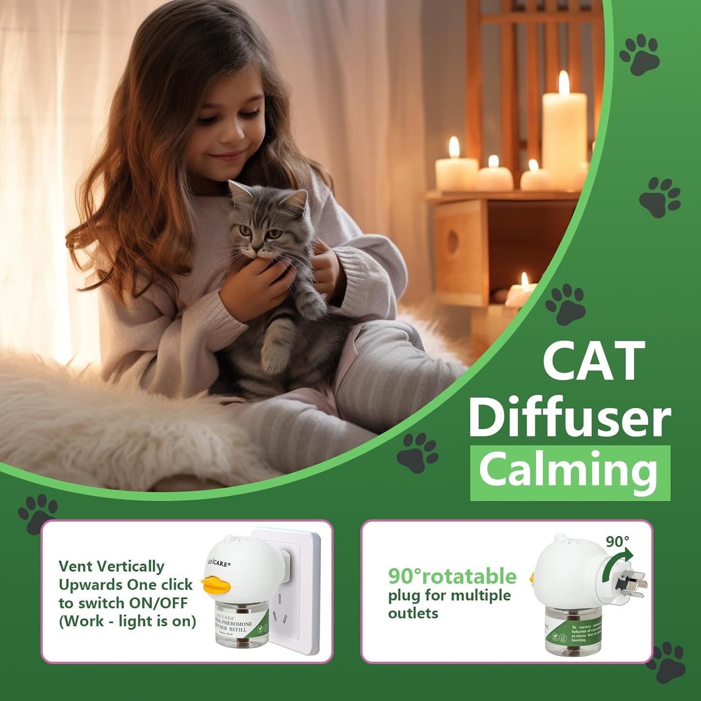 SOICARE Cat Pheromones Calming Diffuser, (1 Diffuser & 2 x 48ml Refills