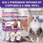 Cat Calming Diffuser, Cat Pheromones Calming Diffuser, Pheromone Dffuser to Calm Cats, Cat Calming Diffuser with 2 Diffuser + 4 Refill,120 Days for Cats Relief Stress Anxiety Purple