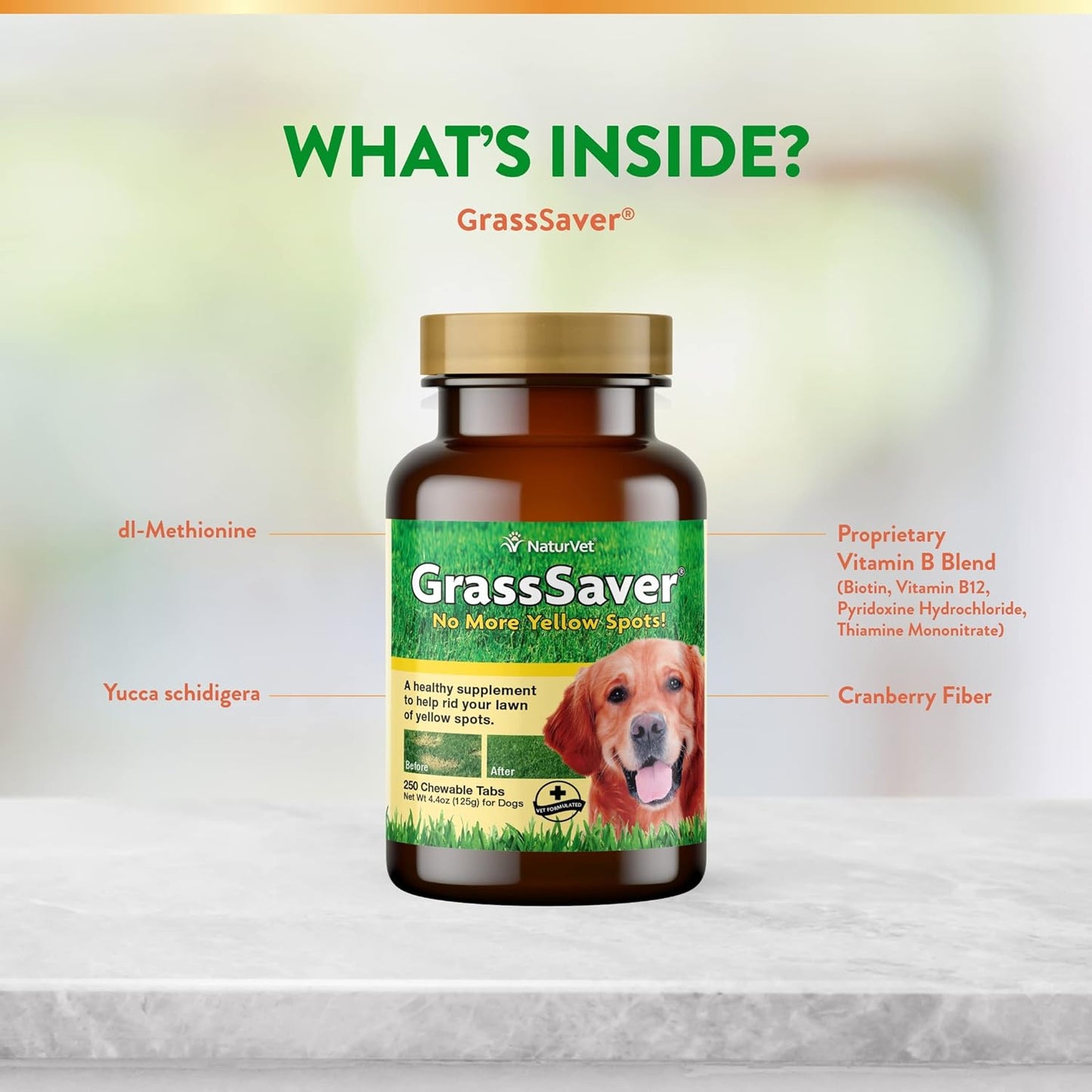 NaturVet GrassSaver Tablets, 250 Pills