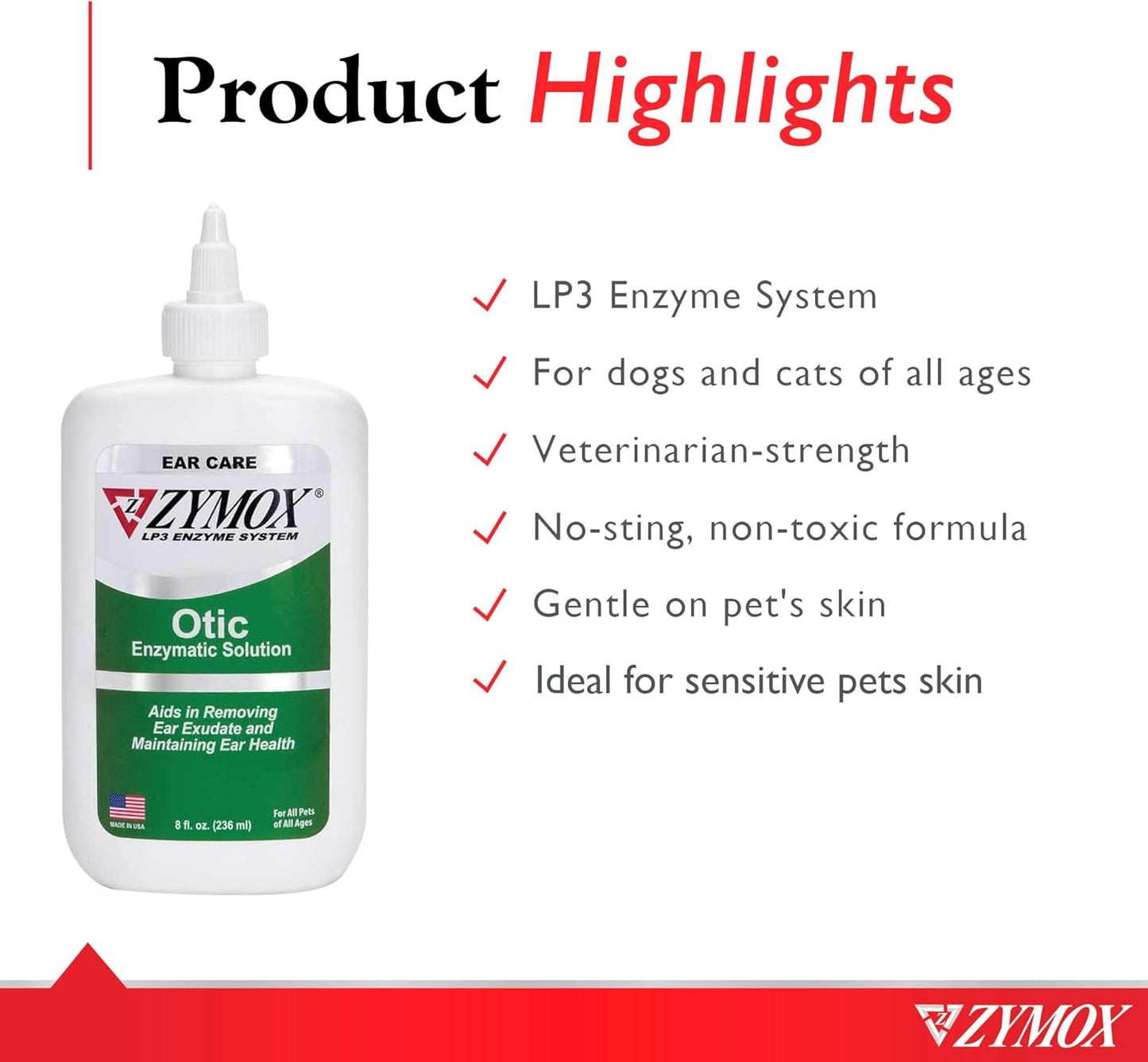 PET KING BRANDS Zymox Otic Enzymatic Solution for Dogs and Cats to Soothe Ear Infections Without Hydrocortisone for Itch Relief, 8oz
